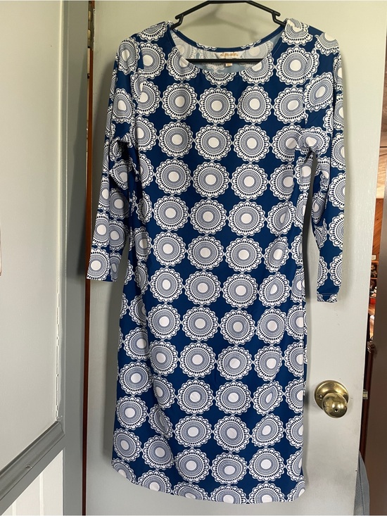 All For Color Dresses & Skirts - All For Color Blue and White Midi Sheath Dress size M